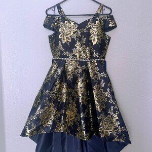 Girls Floral Mikado Cold-Shoulder Dress 7